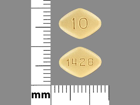 Yellow Diamond pill with imprint 10;1428 — Farxiga Dapagliflozin propanediol 10 mg; (view 2)