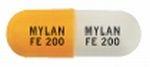Orange;white Capsule pill with imprint MYLAN;FE;200 — Fenofibrate Fenofibrate 200 mg; (view 2)