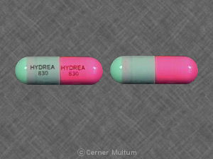 Green;pink Capsule pill with imprint HYDREA;830;HYDREA;830 — Hydrea Hydroxyurea 500 mg; (view 2)
