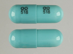 Green Capsule pill with imprint GG;518 — Indomethacin Indomethacin 50 mg; (view 2)