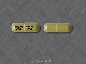 Green Capsule pill with imprint MYLAN;7005 — Loxapine Loxapine succinate 5 mg; (view 2)
