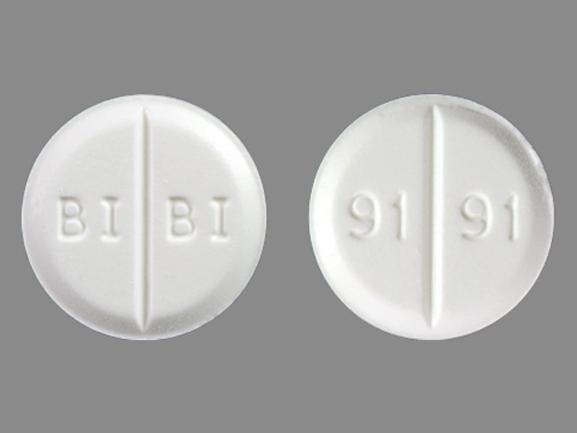White Round pill with imprint BI;BI;91;91 — Mirapex Pramipexole dihydrochloride 1.5 mg; (view 2)
