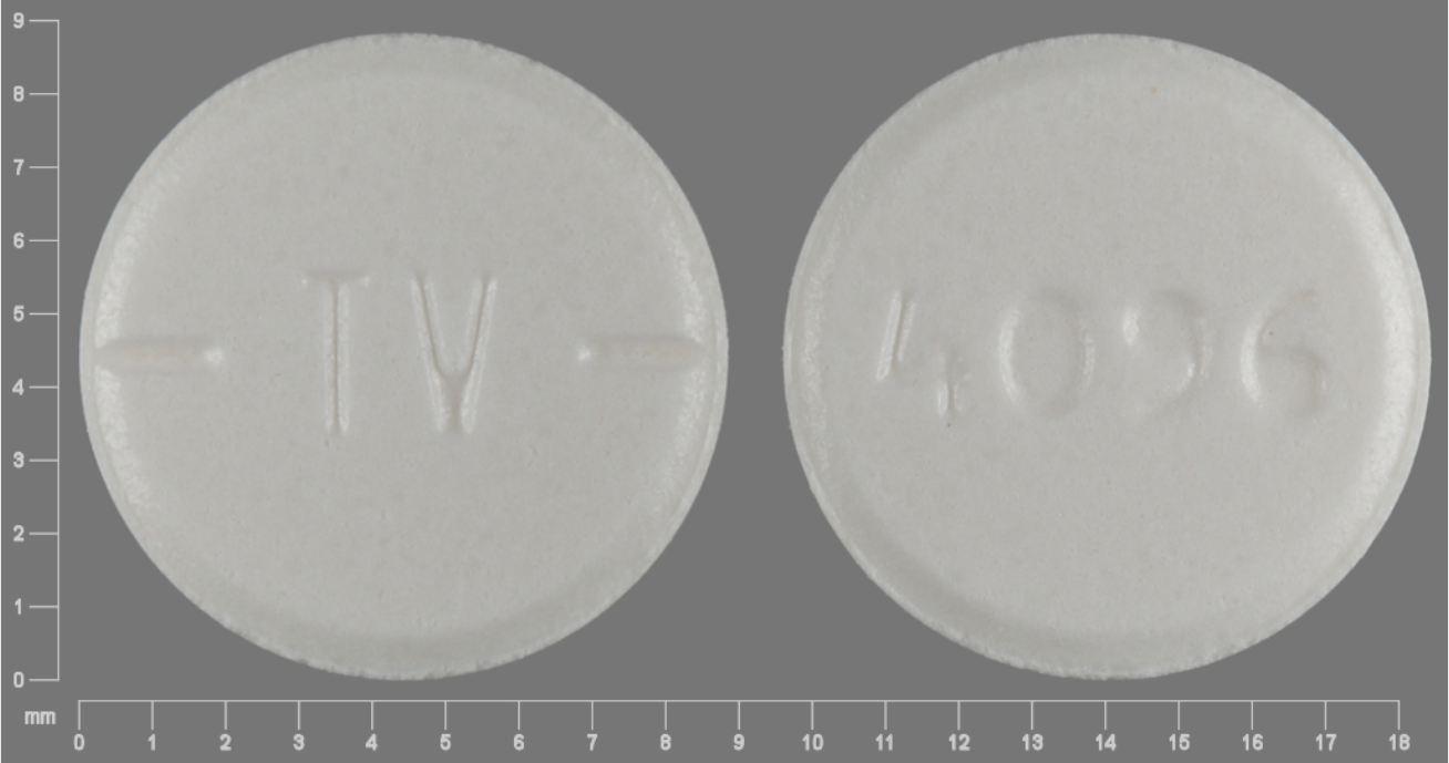 White Round pill with imprint 4096;TV — Baclofen Baclofen 10 mg; (view 5)