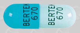 Blue;blue Capsule pill with imprint BERTEK;670 — Phenytek Phenytoin sodium 200 mg; (view 2)