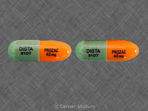 Orange;green Capsule pill with imprint DISTA;3107;Prozac;40;mg — Prozac Fluoxetine hydrochloride 40 mg; (view 2)