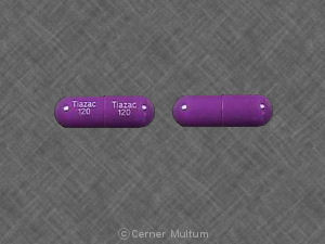 Purple Capsule pill with imprint Tiazac;120 — Tiazac Diltiazem hydrochloride 120 mg; (view 3)