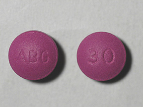 Purple Round pill with imprint ABG;30 — Morphine sulfate Morphine sulfate 30 mg; (view 2)