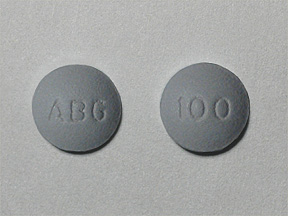 Gray Round pill with imprint ABG;100 — Morphine sulfate Morphine sulfate 100 mg; (view 2)