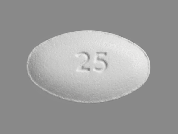 White Oval pill with imprint 25;novo — Wegovy 25 mg (view 2)