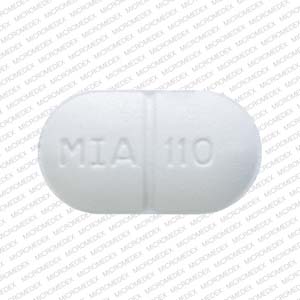 White Oval pill with imprint MIA;110 — Acetaminophen, butalbital and caffeine 325 mg / 50 mg / 40 mg (view 4)